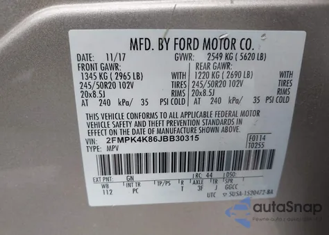 2018 Ford Edge Titanium from USA, damaged, VIN 2FMPK4K86JBB30315